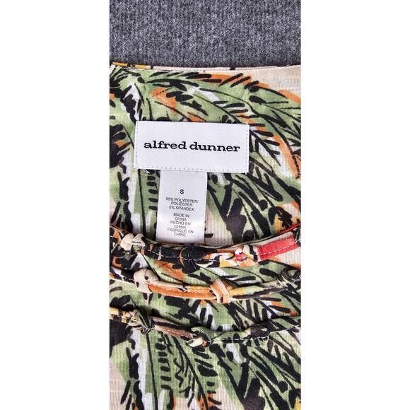Alfred Dunner womens shirt sz S tropical print mid sleeve pull over palm trees - Picture 3 of 9
